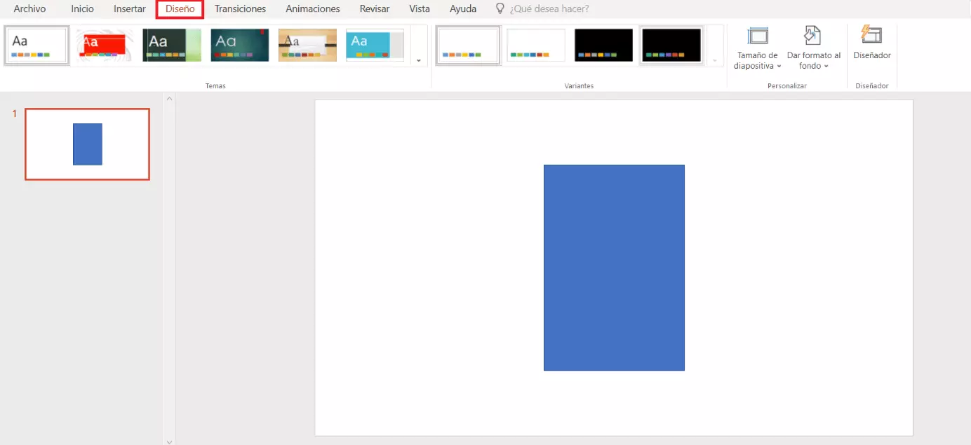 Imagen: PowerPoint 2016: Pestaña “Diseñoˮ