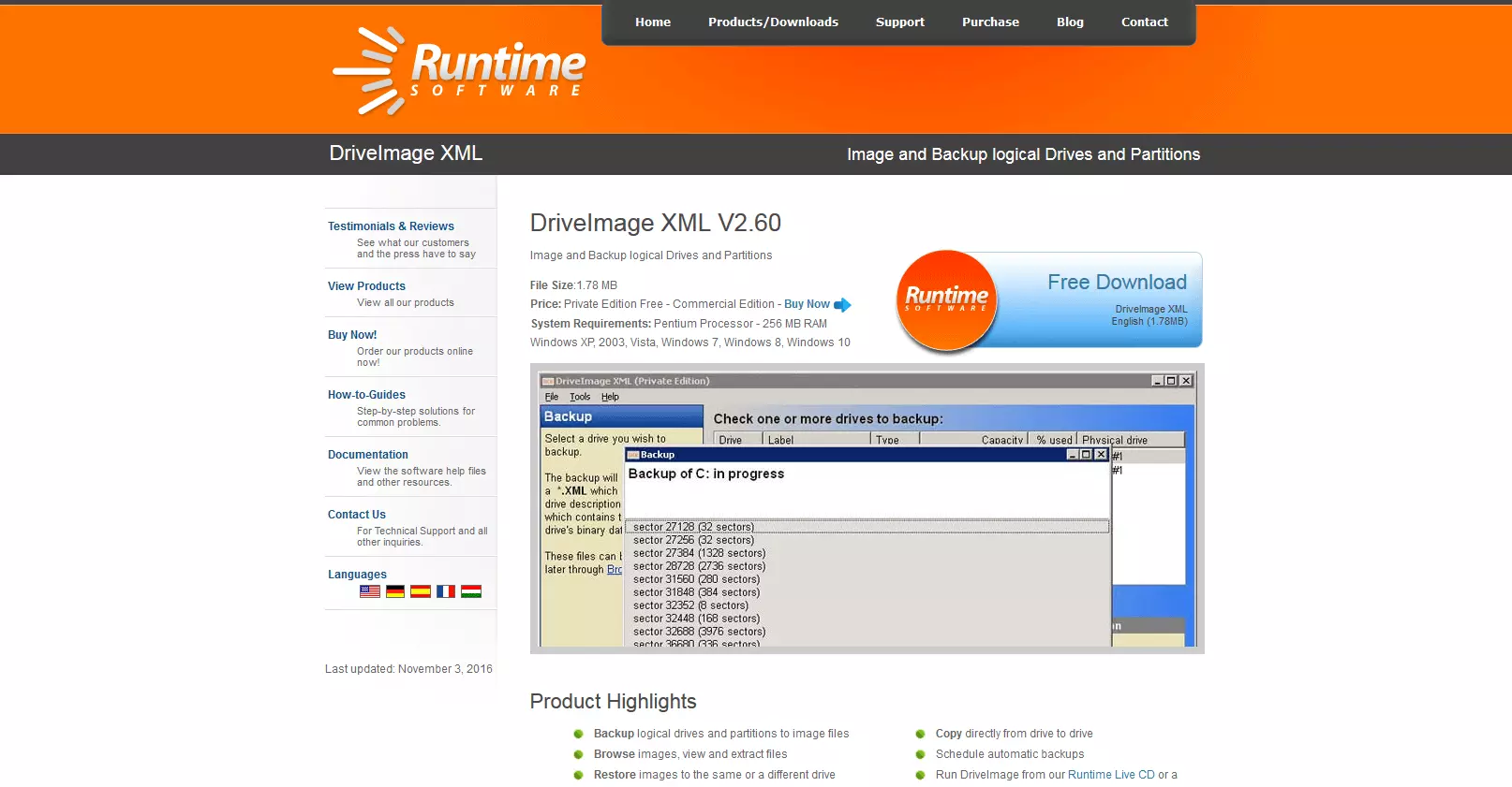 Imagen: Página web del producto: DriveImage XML 2.60