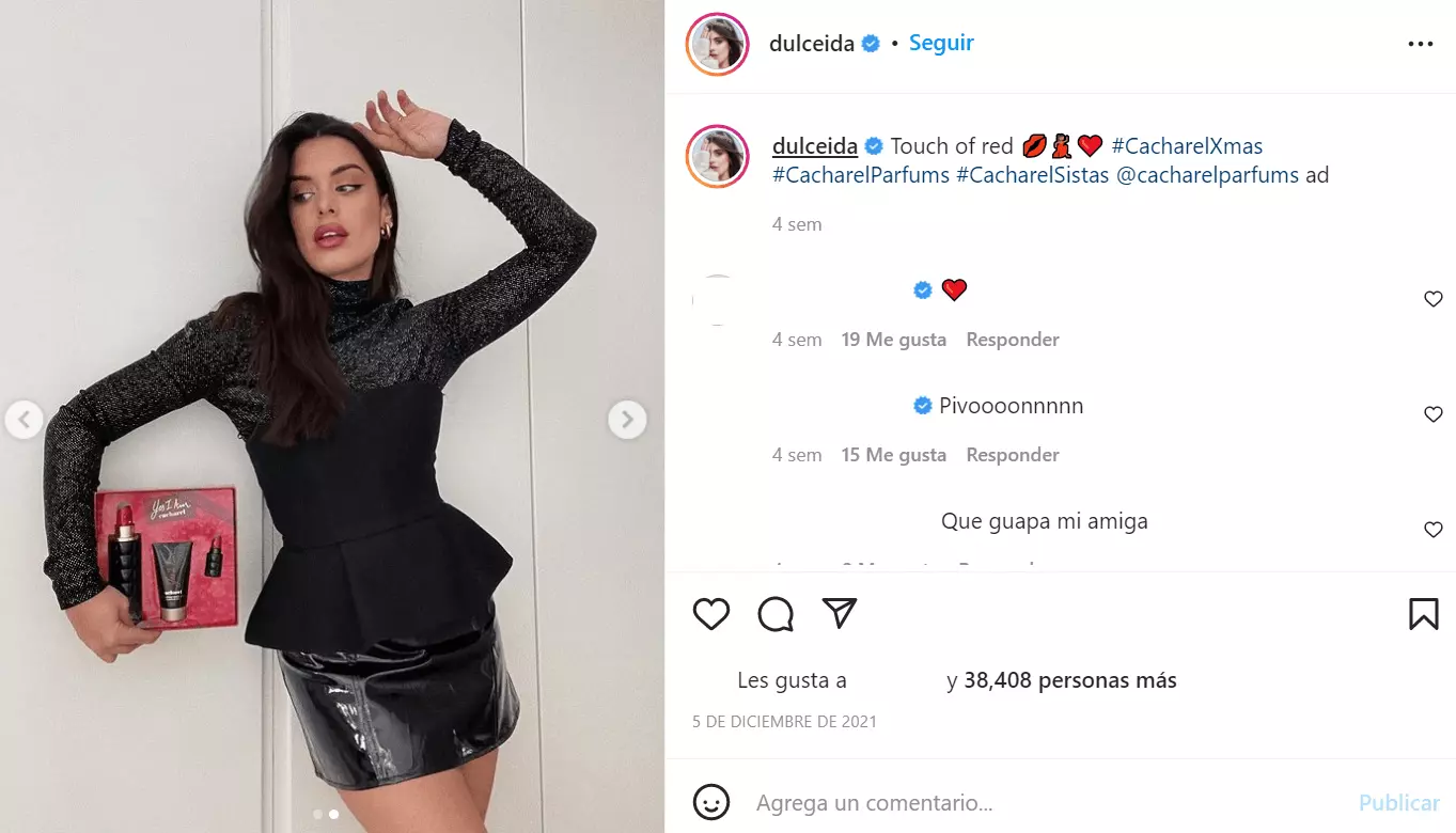 Imagen: Screenshot de la página Instagram de Aida Domenech “Dulceida”