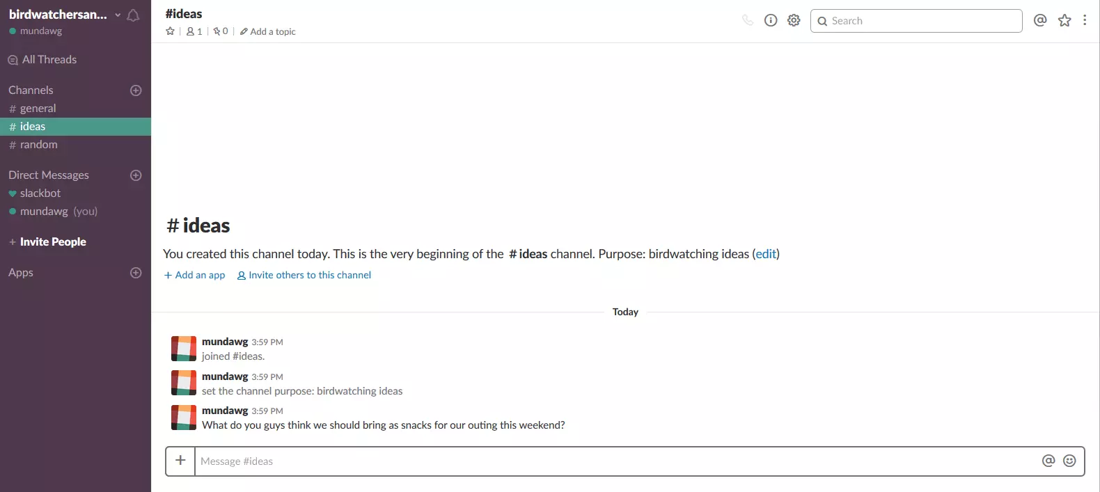 Imagen: Interfaz de Slack en inglés