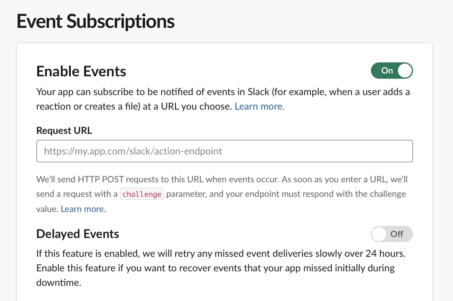 Suscripciones a eventos en Slack Imagen: Suscripciones a eventos en Slack