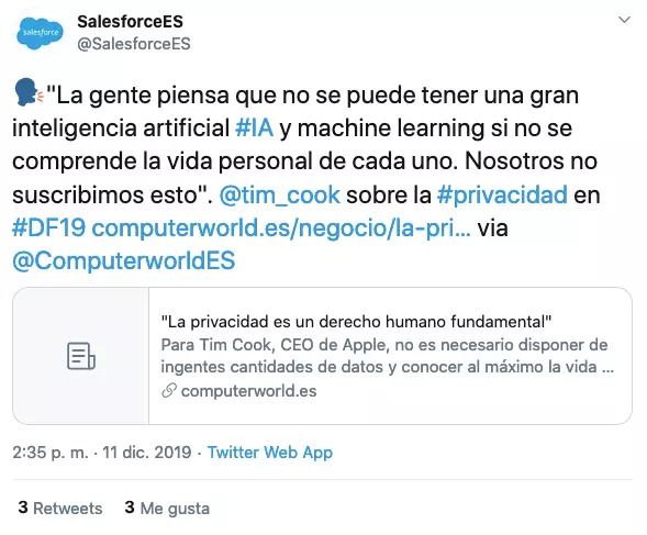 Imagen: Hashtag marketing: hashtag del evento Dreamforce en Twitter