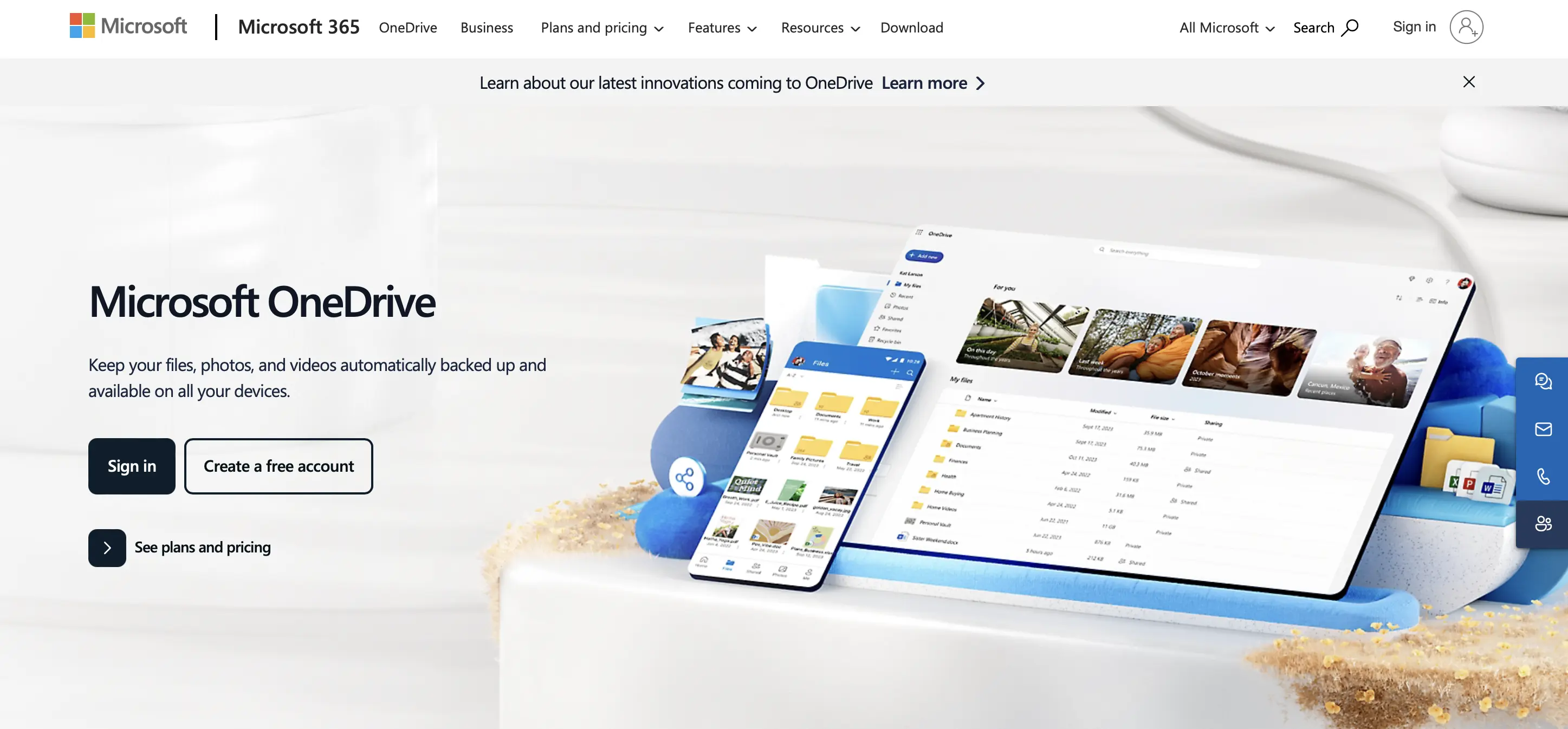 Captura de la página de inicio de OneDrive Imagen: Captura de la página de inicio de OneDrive