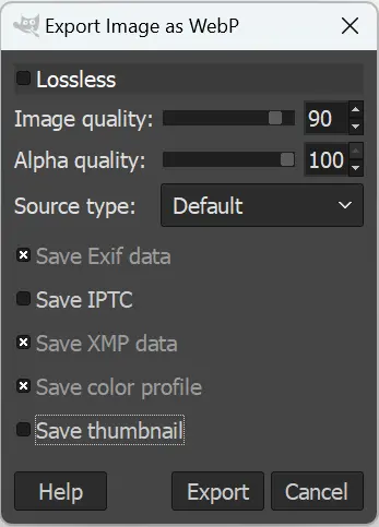 Imagen: GIMP: exportar imagen como JPEG