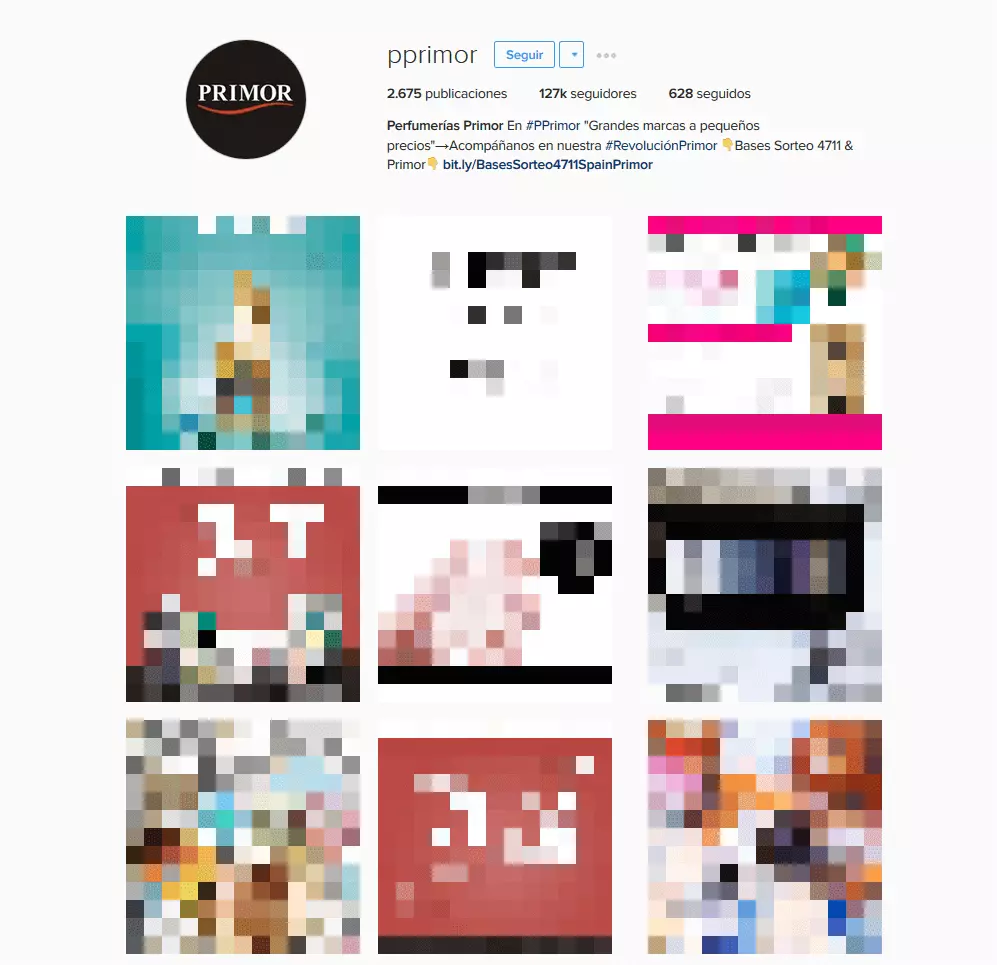 Imagen: Perfil de la cadena de perfumerías Primor en la versión web de Instagram