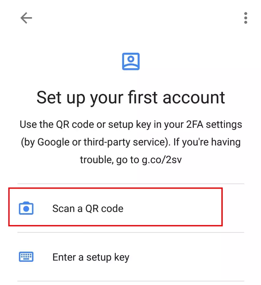 Imagen: Opción para escanear el código QR en la aplicación Google Authenticator
