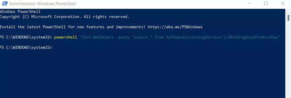 Imagen: Windows PowerShell: Consultar la información de la función “SoftwareLicensingService”