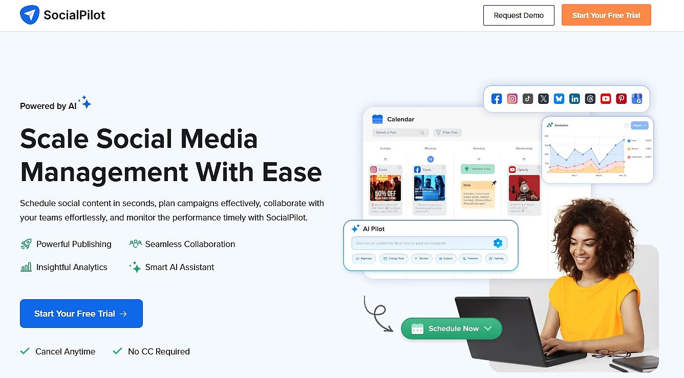 Imagen: Interfaz de usuario de SocialPilot