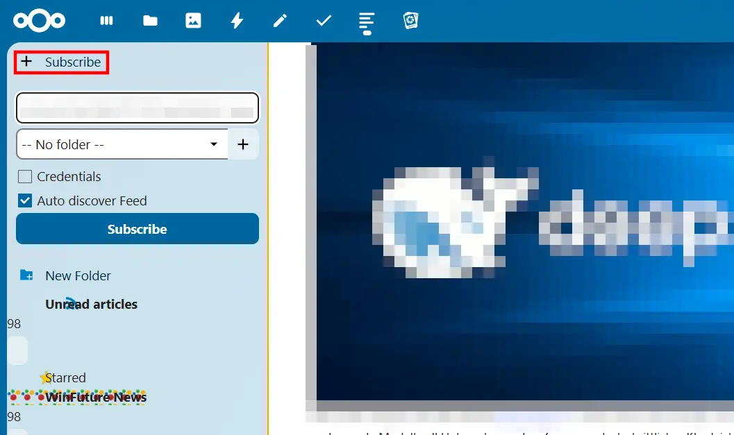 Suscribirse a una fuente RSS con Nextcloud News Imagen: Suscribirse a una fuente RSS con Nextcloud News