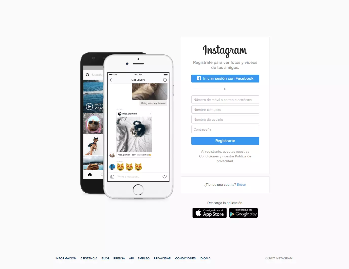 Imagen: Screenshot de la versión de escritorio en español de Instagram