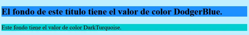 Ejemplo: tres fondos de color HTML diferentes Imagen: Ejemplo: tres fondos de color HTML diferentes