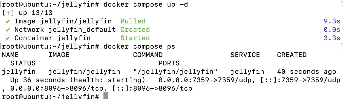 Salida del comando Docker Compose Imagen: Salida del comando Docker Compose