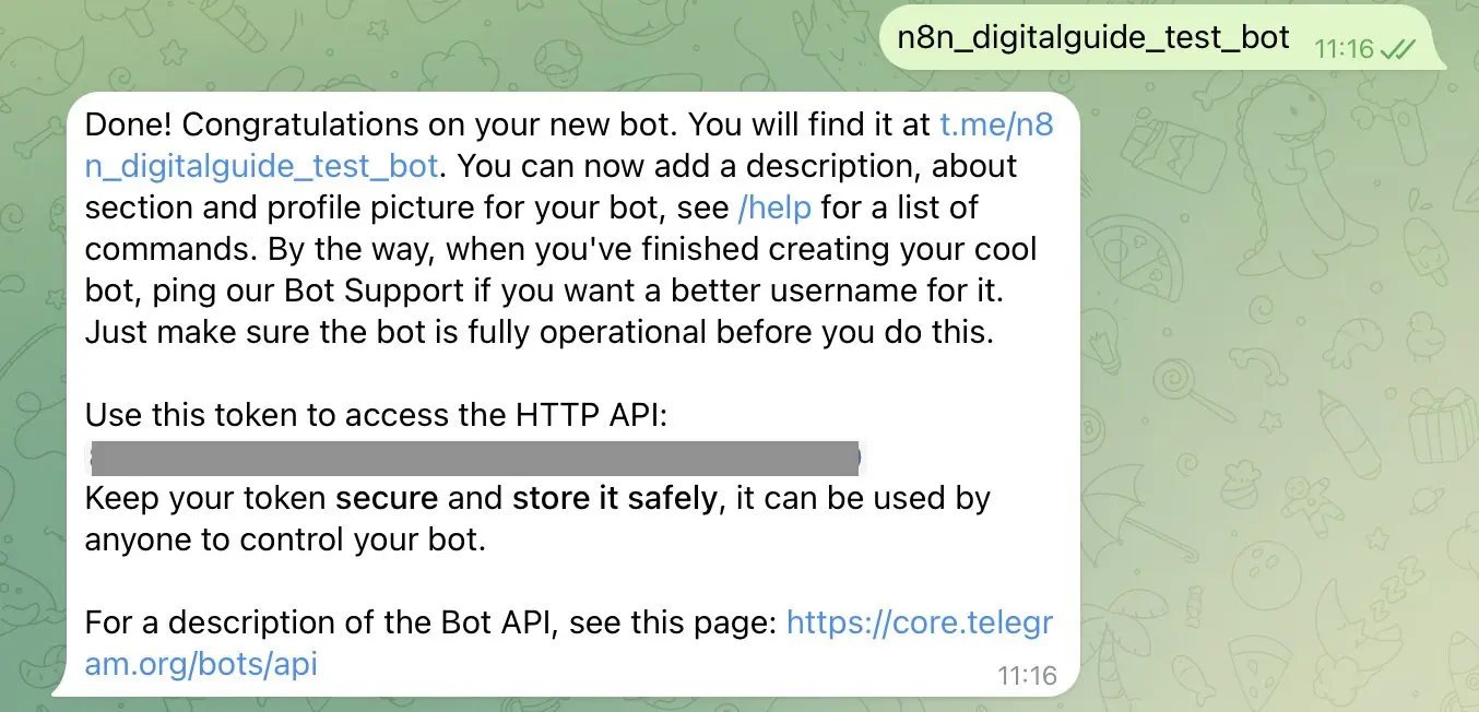 Token de BotFather Imagen: Token de BotFather