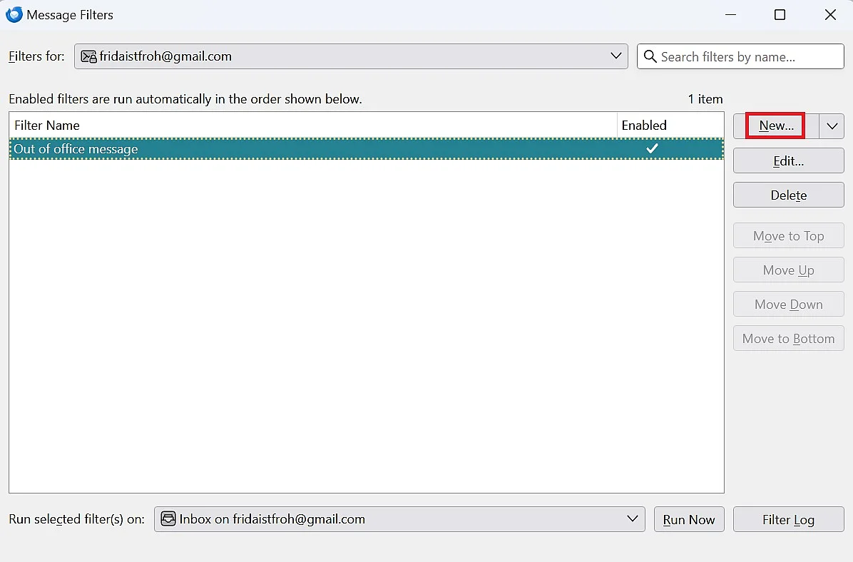 Configurar respuesta automática en Thunderbird: configurar un filtro nuevo Imagen: Configurar respuesta automática en Thunderbird: configurar un filtro nuevo
