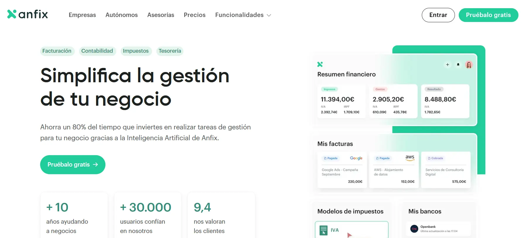 Página web de Anfix Imagen: Página web de Anfix
