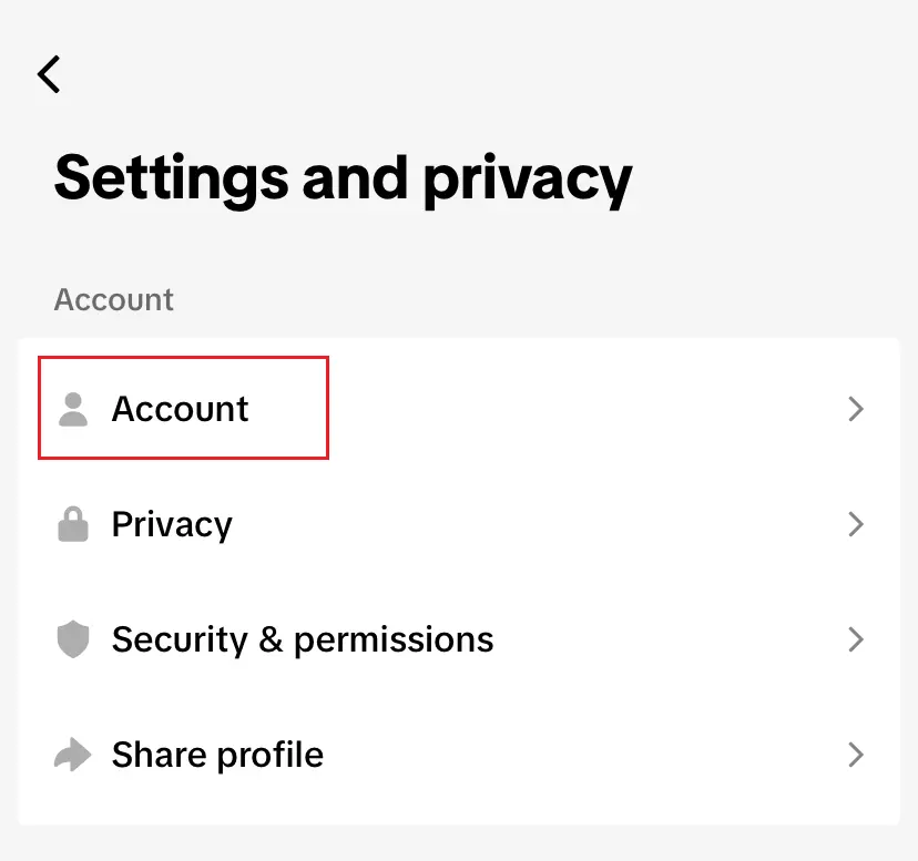 Imagen: Menú de TikTok “Ajustes y privacidad”