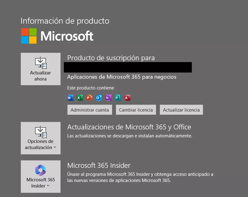 Microsoft Word 2016: página de la cuenta Microsoft Word 2016: página de la cuenta