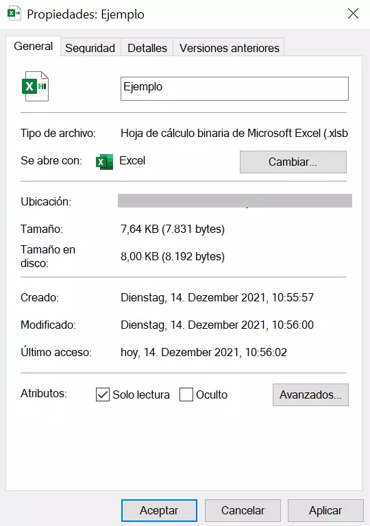 Imagen: Requisito de almacenamiento de un archivo XLSB