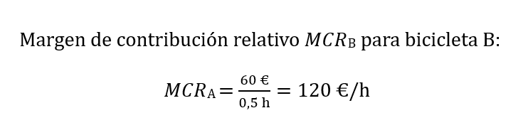 Margen de contribución relativo: ejemplo de bicicleta B Imagen: Margen de contribución relativo: ejemplo de bicicleta B