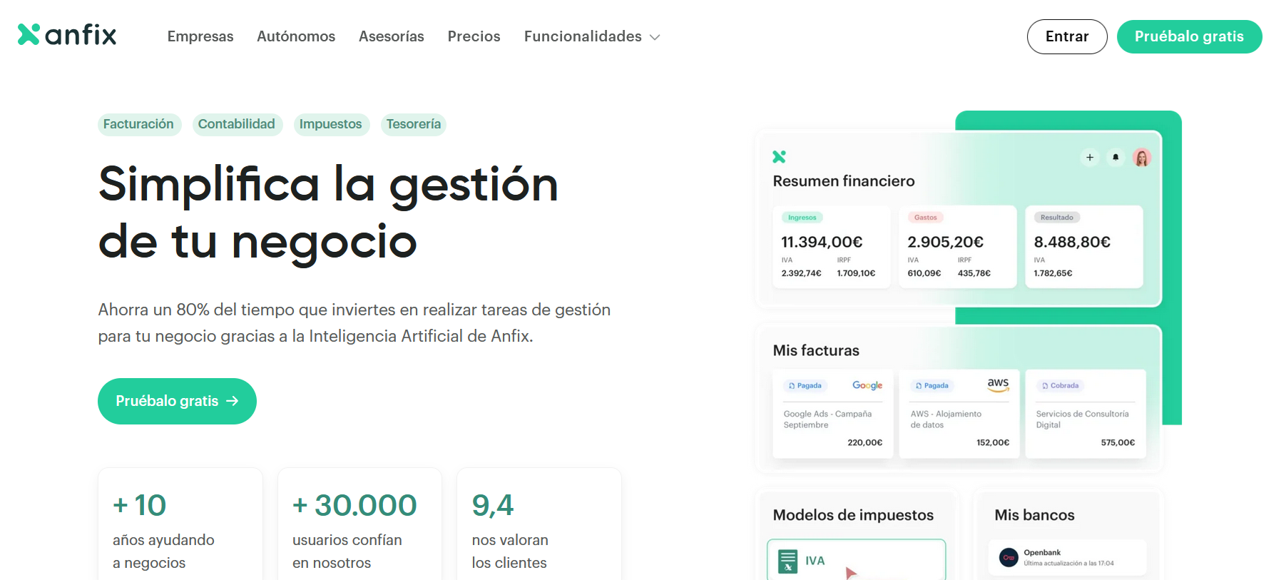 Página web de Anfix Imagen: Página web de Anfix