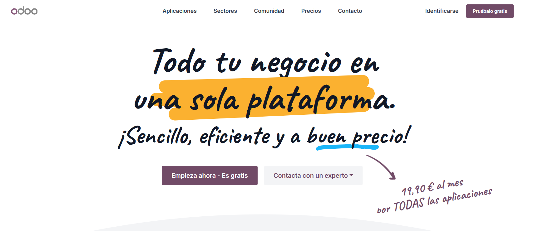 Página web de Odoo Inventory Imagen: Página web de Odoo Inventory