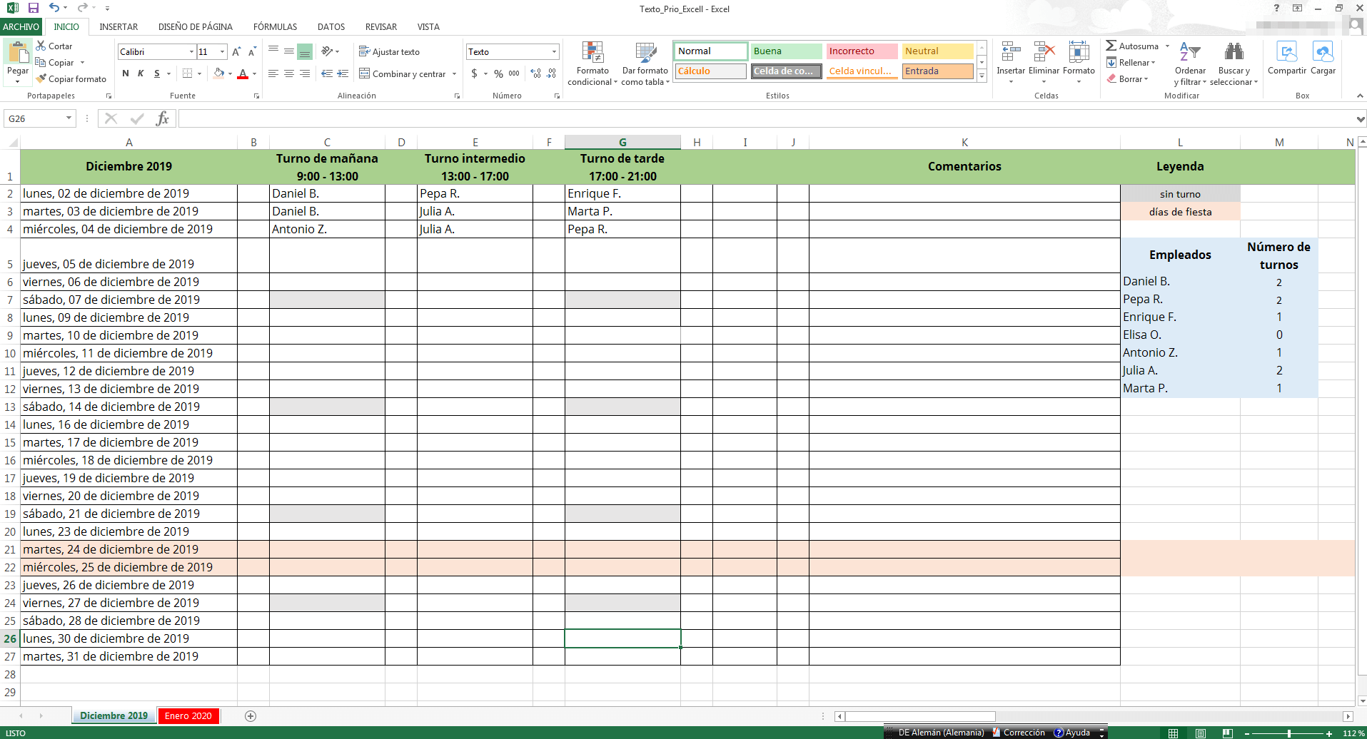 Cuadrantes De Turno De Trabajo En Excel Crear Plantilla Ionos